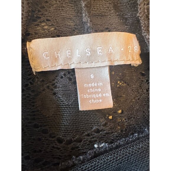 Chelsea 28 Black Lace Long Sleeve Mock Neck Top S Romanic Goth Whimsygoth Rave - Picture 3 of 4